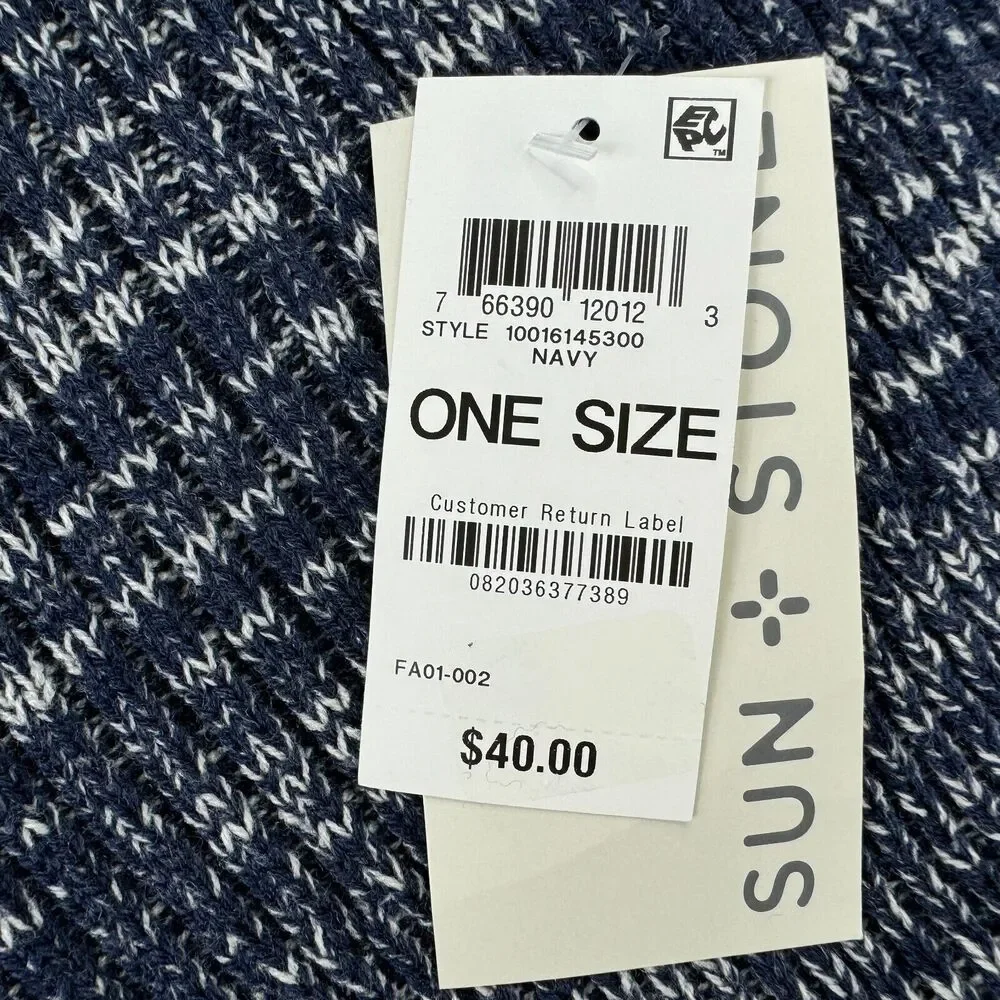 Sun + Stone Mens Solid Ribbed Knit Acrylic Blend Scarf Blue OS